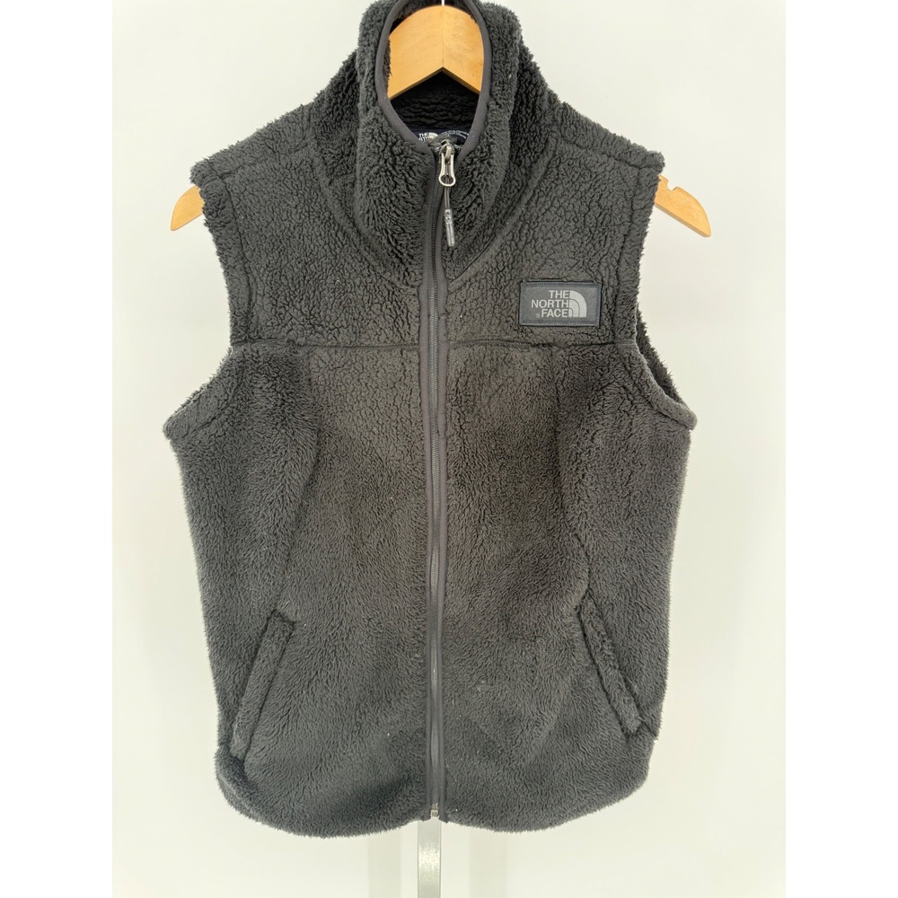 The North Face Womens Fleece Vest Black‎ Full Zip Logo Patch Size M